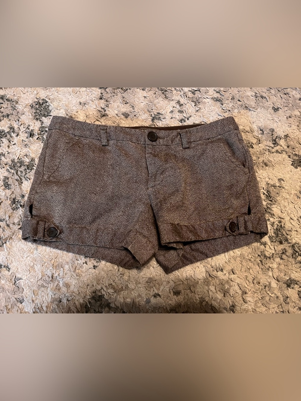 Y2K vintage Old Navy Brown Herringbone Cuffed Bermuda Shorts